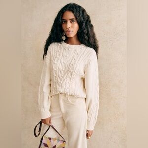 Sezane Melvin Ecru Cable Knit Sweater